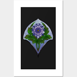 Art nouveau flower fan shape Posters and Art